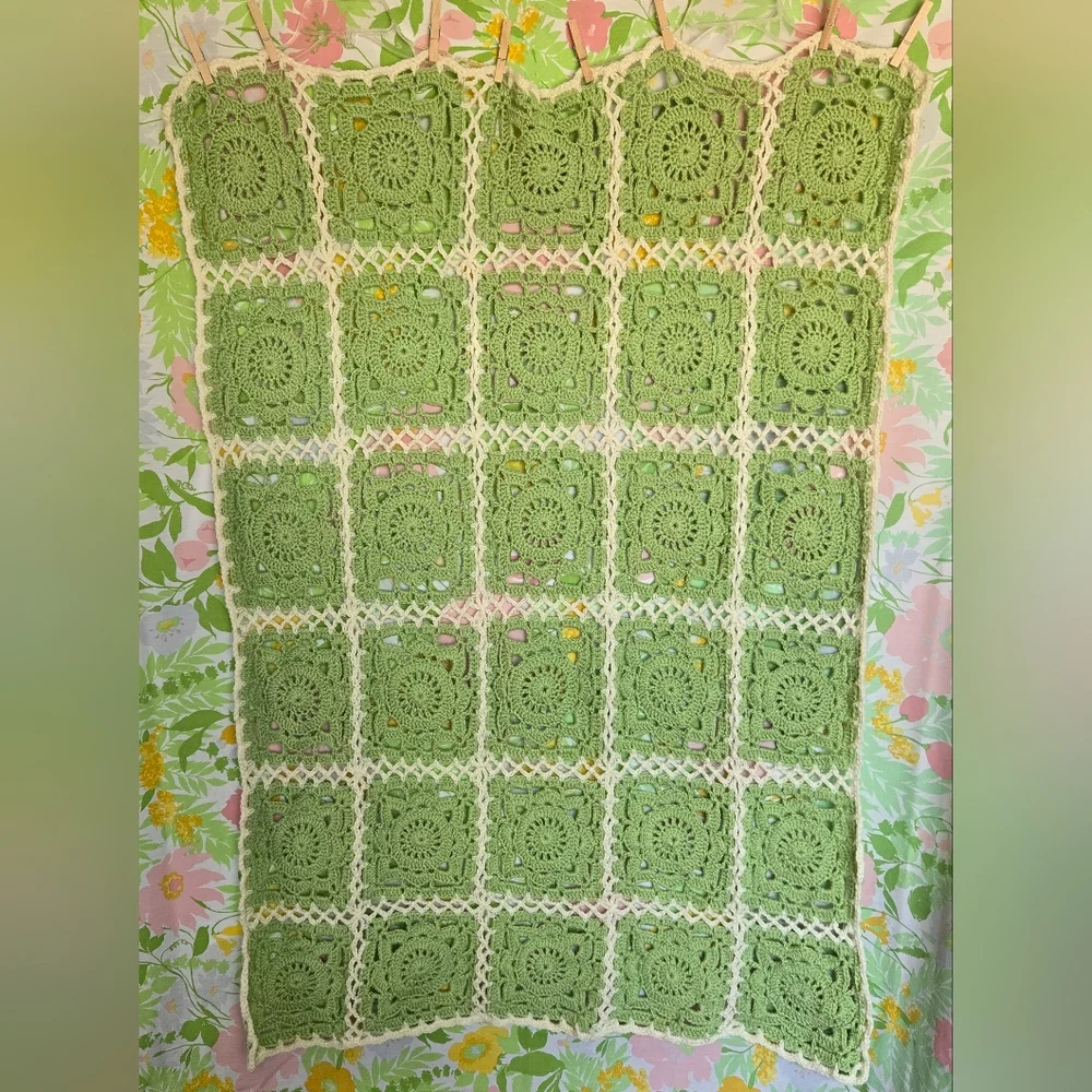 Handmade Crochet Lacy Throw Blanket